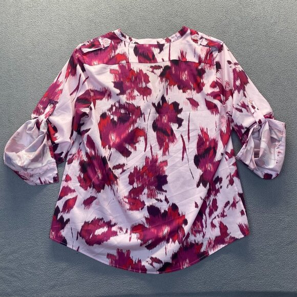 Calvin Klein Women Top Size XL Long Sleeved Roll Tab Blouse,Buttons Front - Picture 2 of 12